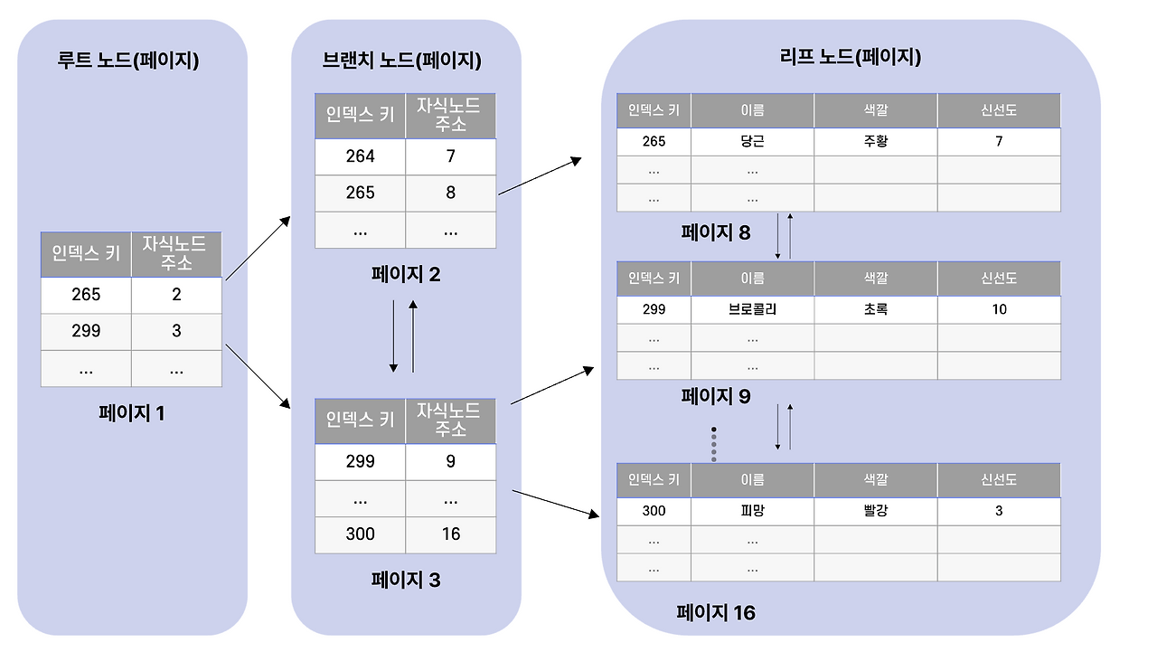 클러스터링 인덱스 B+ Tree 구조